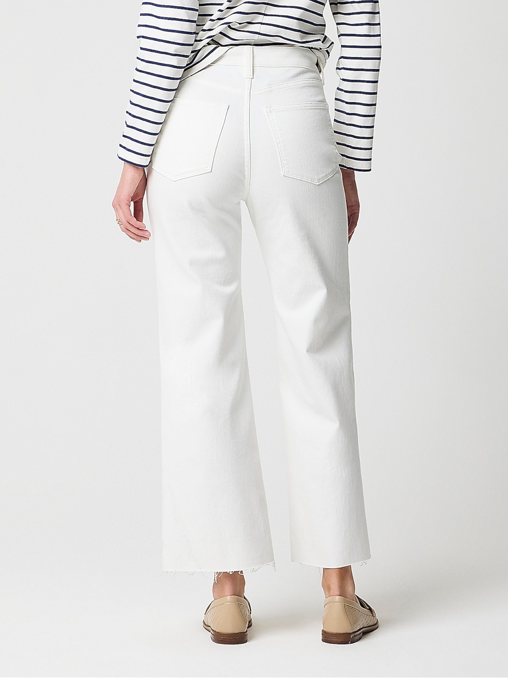 J Crew Fac NWT Tall Wide Leg Cropped Jeans in All Day Stretch Size 29T in White - Picture 3 of 15
